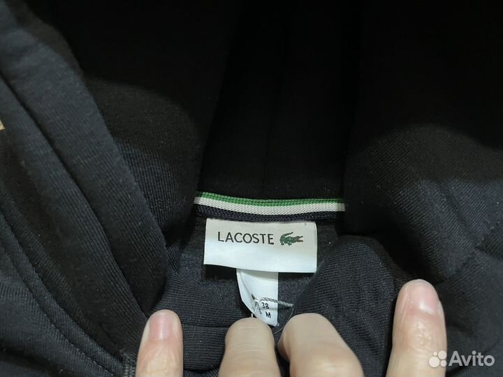 Худи lacoste черная на флисе