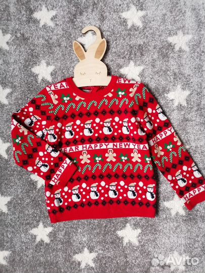 Новогодний джемпер новый 92 98