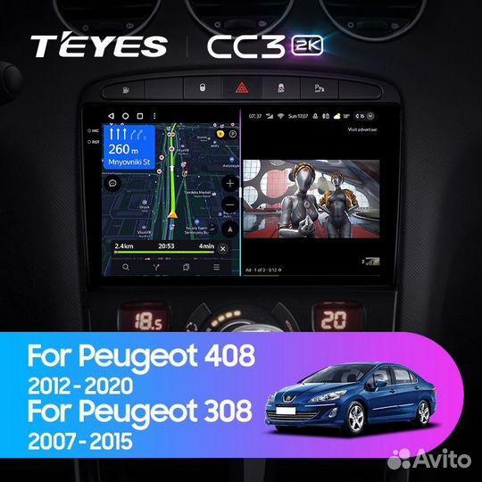 Автомагнитола Peugeot 408 308 Teyes CC3 2k 4/32