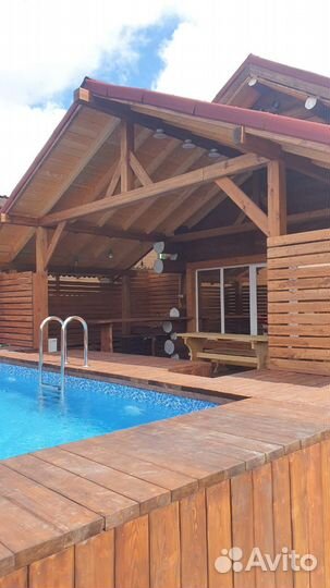 Русская баня на дровах с бассейном и чаном