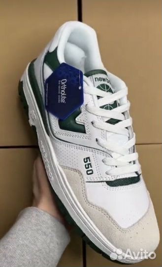 Кроссовки new balance 550 зелено-белые