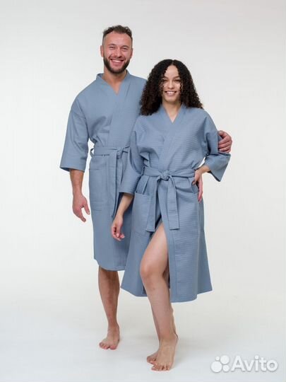 Халат вафельный 48-50 серый
