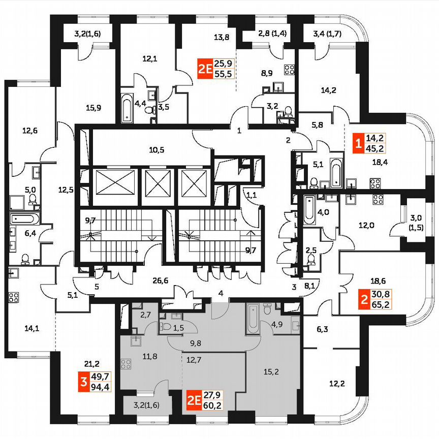 1-к. квартира, 60,2 м², 11/48 эт.