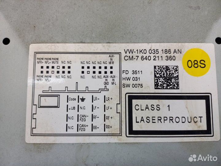 Магнитола Volkswagen Jetta 6 1.4 CAX 122 Л.С 2011