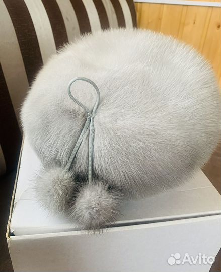 Берет норковый серый