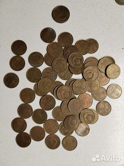 Монеты 1, 3 и 5 коп. 1965 - 1991