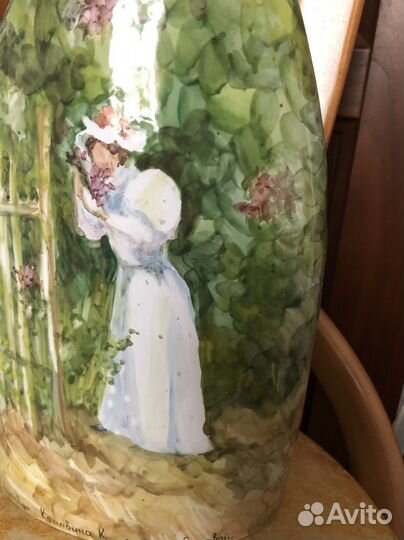 Глиняный кувшин, ручная роспись