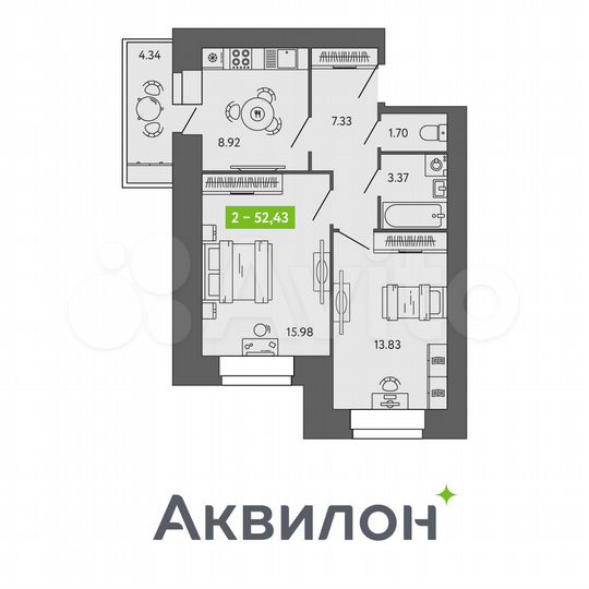 Квартира-студия, 28,3 м², 8/9 эт.