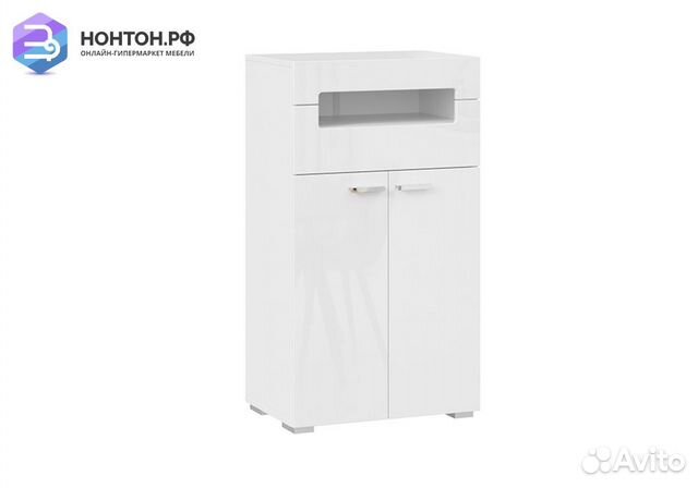 Тумба комбинированная Фьюжн белый / белый глянец