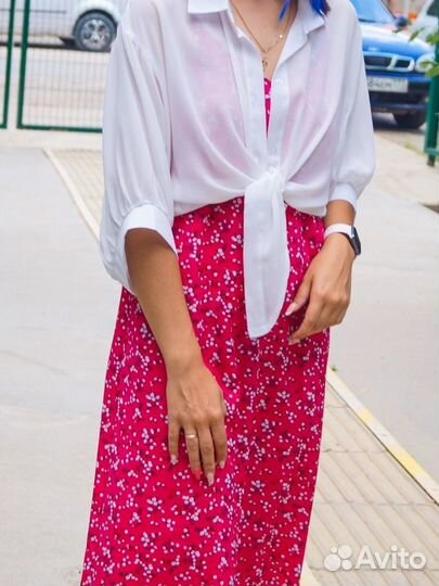 Платье сарафан 44 розовое с блузкой комплект