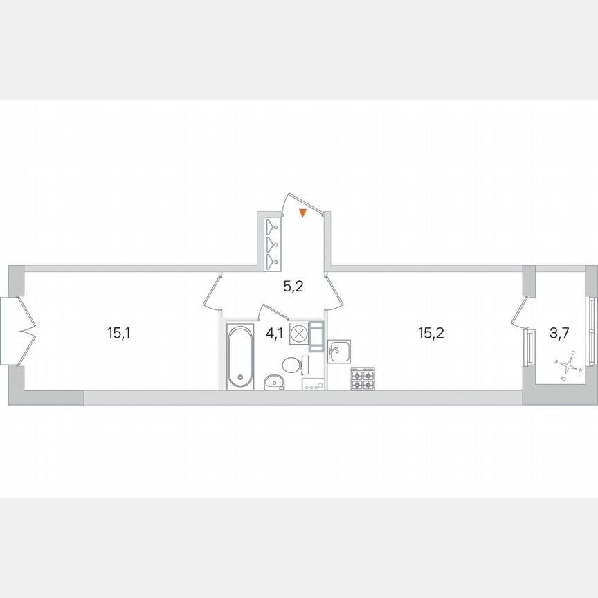 1-к. квартира, 41,5 м², 2/4 эт.