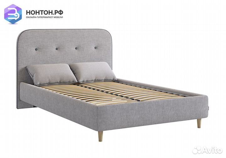 Кровать Лео велюр галька / графит