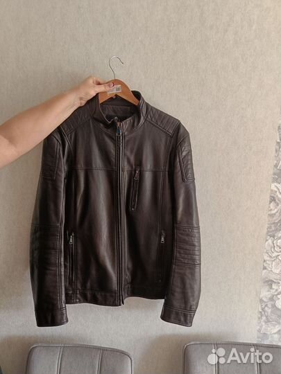 Кожаная куртка мужская коричневая 50 52