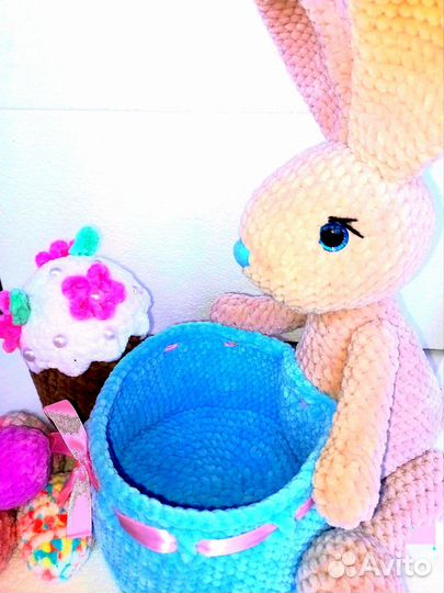 Пасхальный набор вязанный из плюшевой пряжи