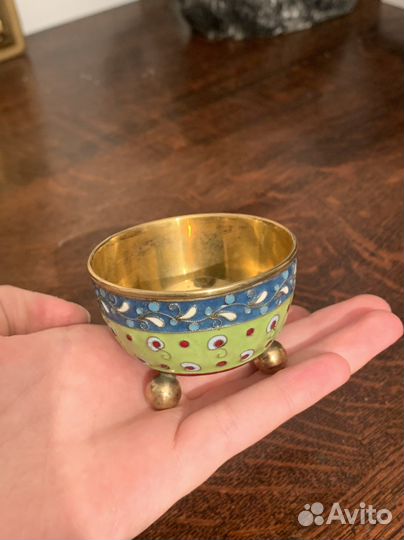 Серебряная солонка с ложечкой винтаж