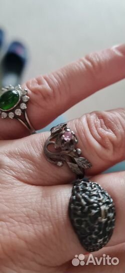 Кольцо серебро СССР с камнем