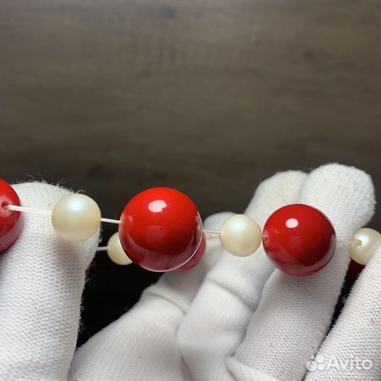 Винтажный Браслет Красный Коралл Прессованный
