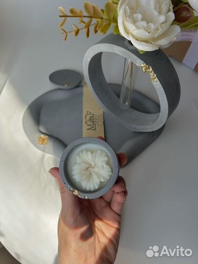 Декоративный набор из гипса, свеча, подарок