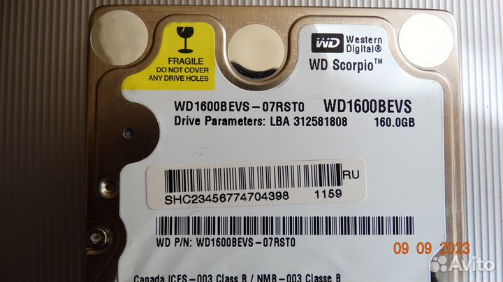 Жесткий диск HDD WD Scorpio 160Gb для ноутбука