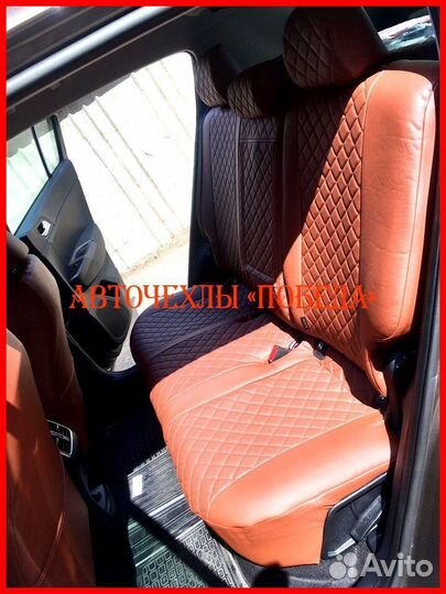 Чехлы Kia Sportage 5 из экокожи коричневые Ромб