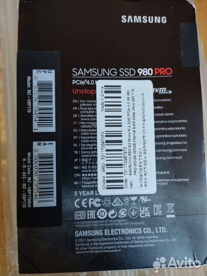 Ssd samsung 980 Pro 1Tb Pci-e4.0 NVMe Новый