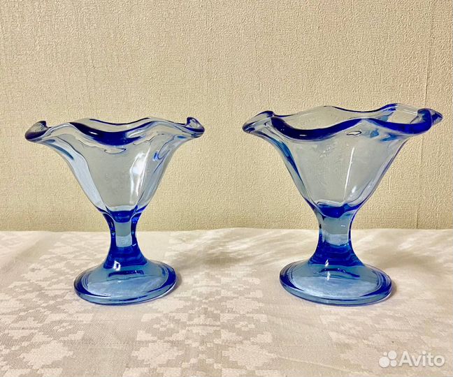 Кобальтовое стекло (фруктовница, конфетница, ваза)