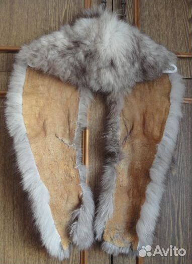 Большая выделанная шкурка песца, длина 120 см