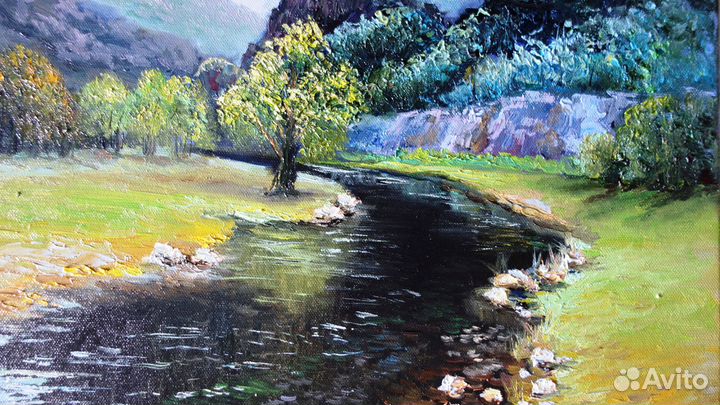 Картина маслом на холсте горный пейзаж