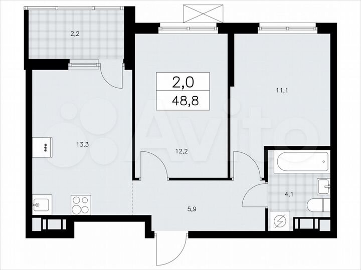2-к. квартира, 48,8 м², 8/11 эт.