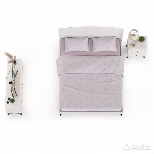 Спальный гарнитур с тв-тумбой Валенсия № 39, цвет белый шагрень, спальное место 1600х2000 мм., ортоп