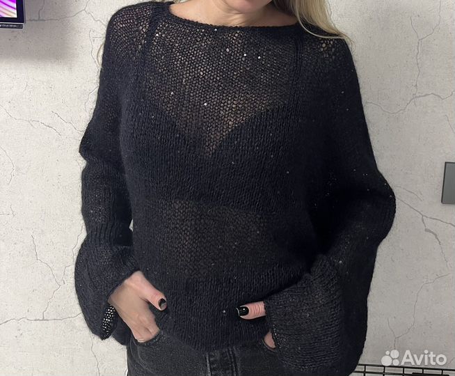 Джемпер паутинка с пайетками