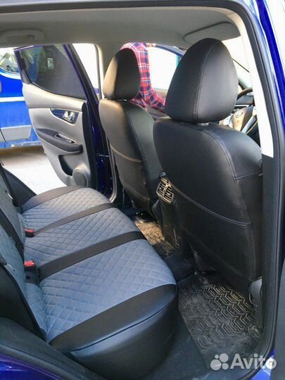 Чехлы экокожа Ромб на Nissan Qashqai 2 Автопилот