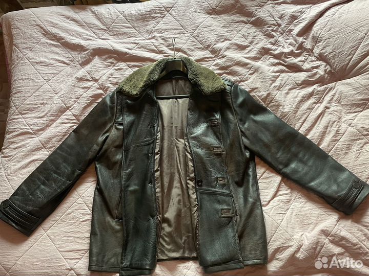 Куртка мужская кожаная на подкладе р 62-64