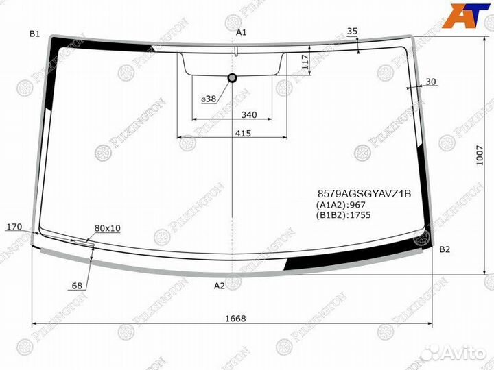 Лобовое стекло на VolksWagen Transporter T5 03-15г