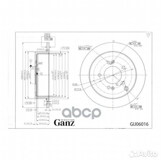 Диск тормозной задний ganz GIJ06016 GIJ06016 ganz