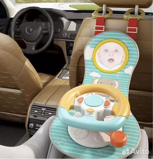 Детский музыкальный руль в машину. Новый