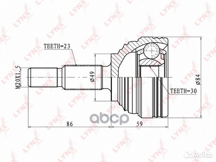 Шрус наружный передний 'CO-6326 lynxauto