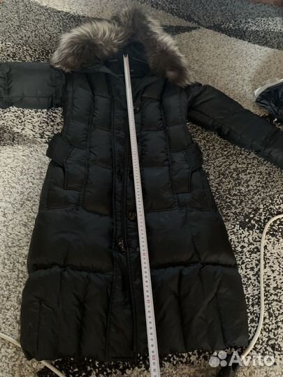 Пуховик зимний длинный женский с мехом