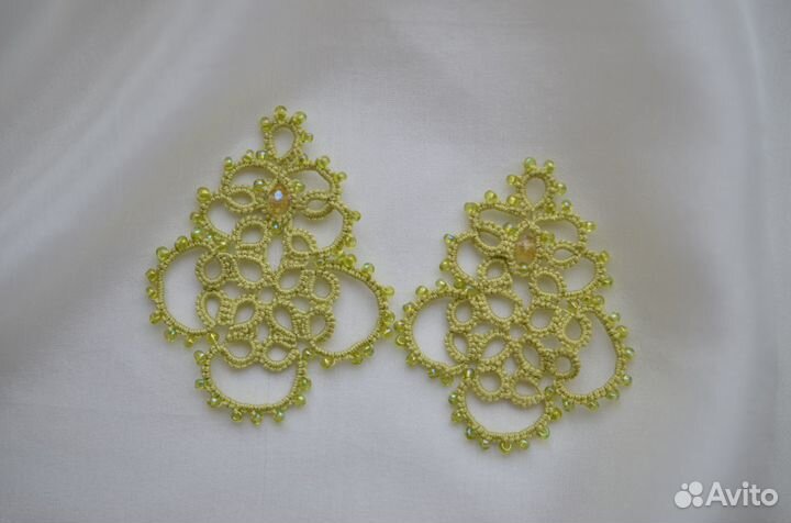 Серьги фриволите ручная работа