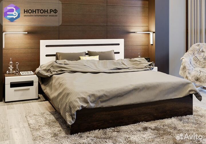 Спальный гарнитур Фьюжн №4 венге линум / белый гля