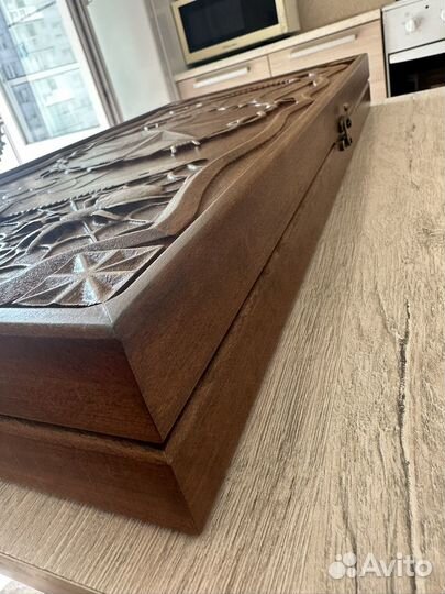 Нарды большой ручной работы со стеклом