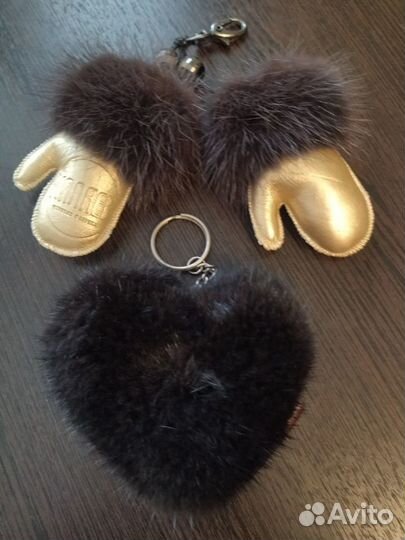 Брелок норка натуральная / кожа натуральная