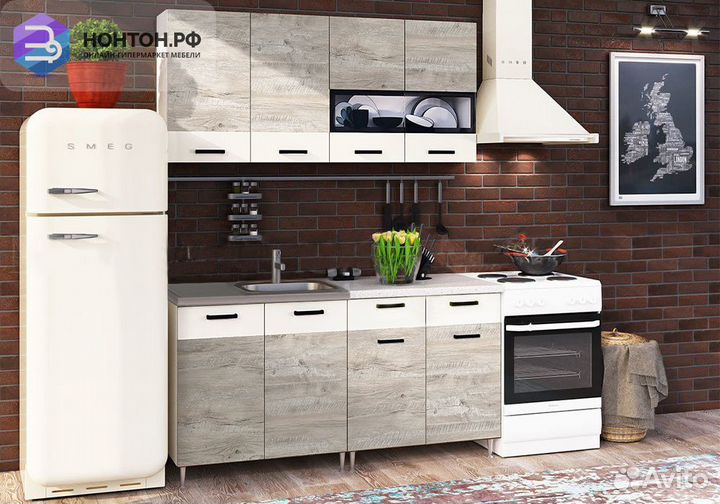 Кухня Рио 1.6 м дуб крафт светлый