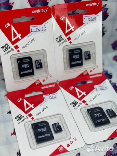 Карта памяти micro sd 4g SmartBuy с адаптером