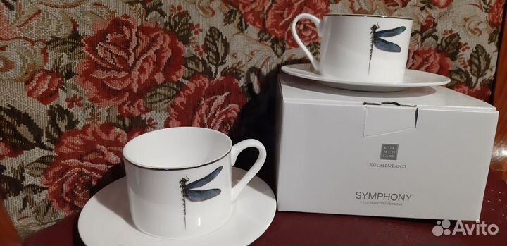 Чайная пара,2 персоны,4 предмета,Стрекоза цветная