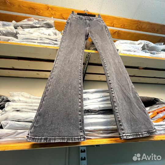 Джинсы клеш Rick Owens Grey Distortion Flare