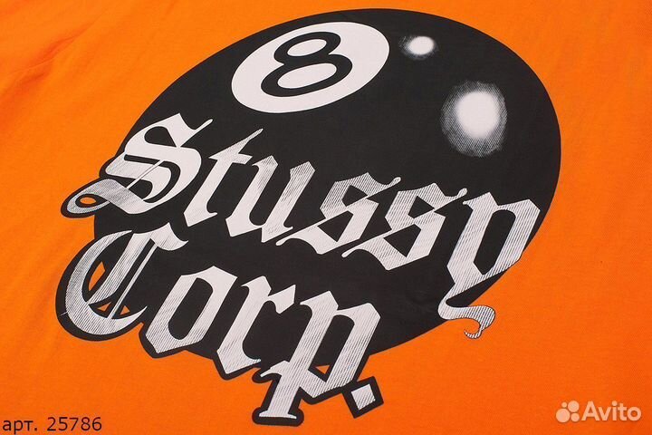 Футболка Stussy corp. 8 ball оранжевая