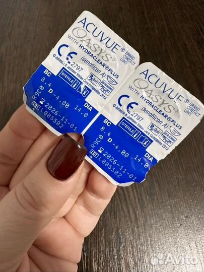 Линзы контактные acuvue oasys на 1 месяц -4.00