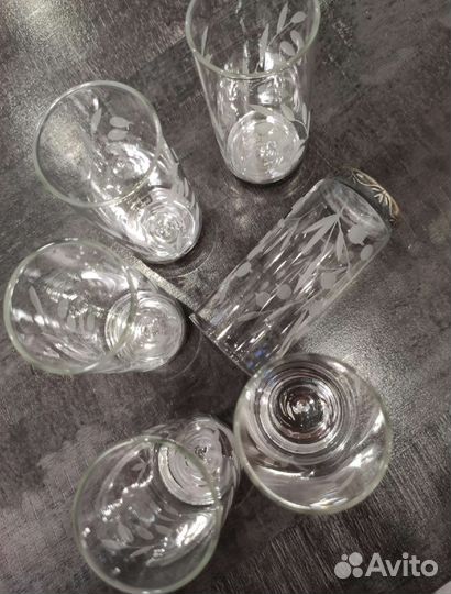 Хрусталь СССР рюмки 6шт мельхиоровое дно h-9,5см