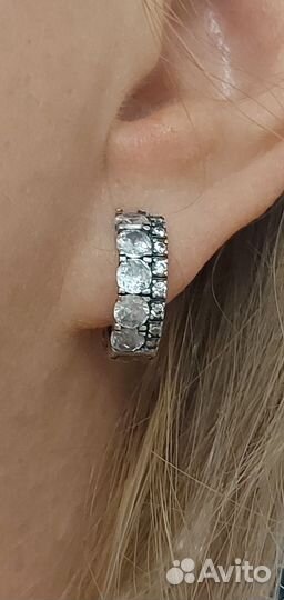 Серьги конго с циркониями